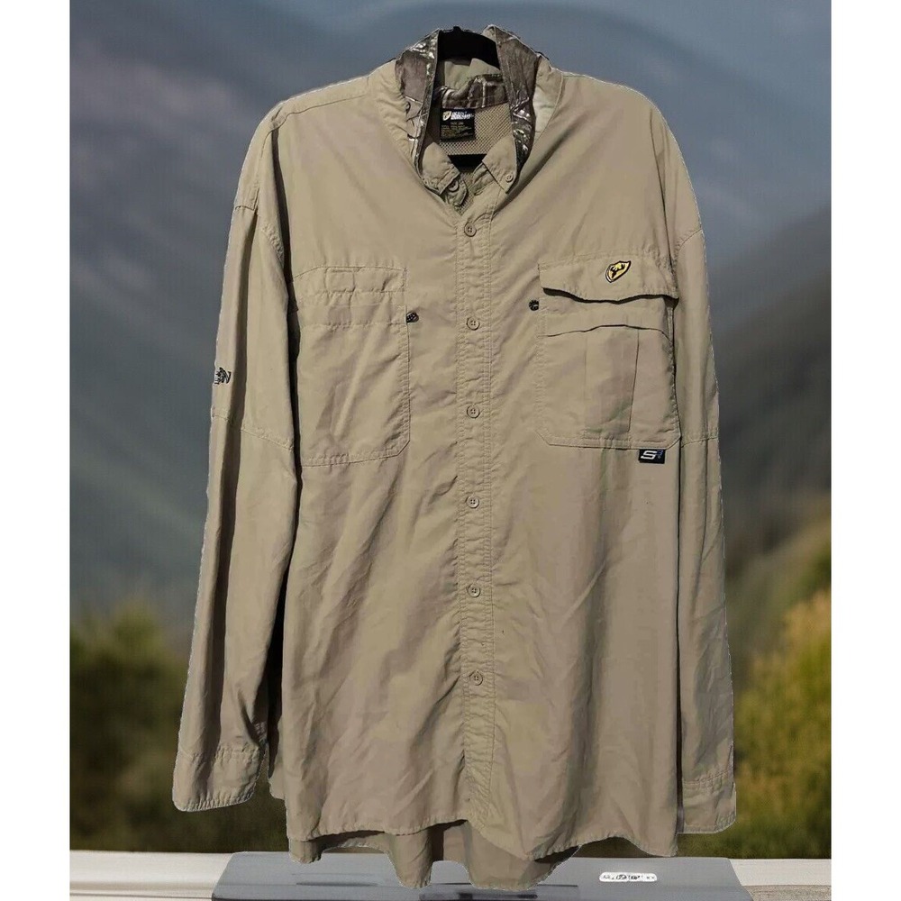 Scent Blocker Shirt Mens Size 2XL  Hunting Recon Camo Tan Long Sleeve Button Up